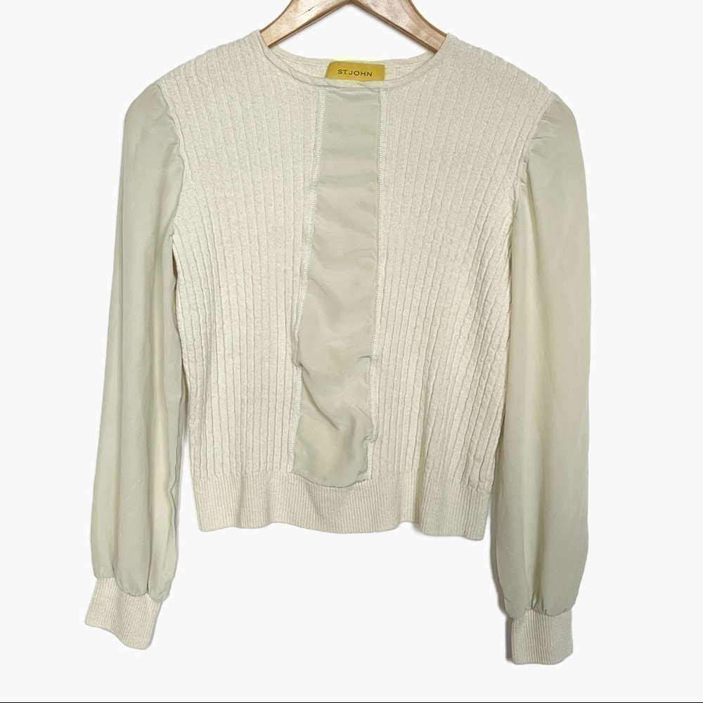 ST. john wool rayon silk ribbed knit blouse size small